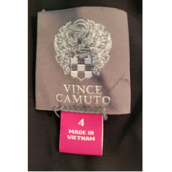 Vince Camuto Black Sheath Dress with Asymmetrical Ruffle Detail, Womens Size 4 - Picture 7 of 9